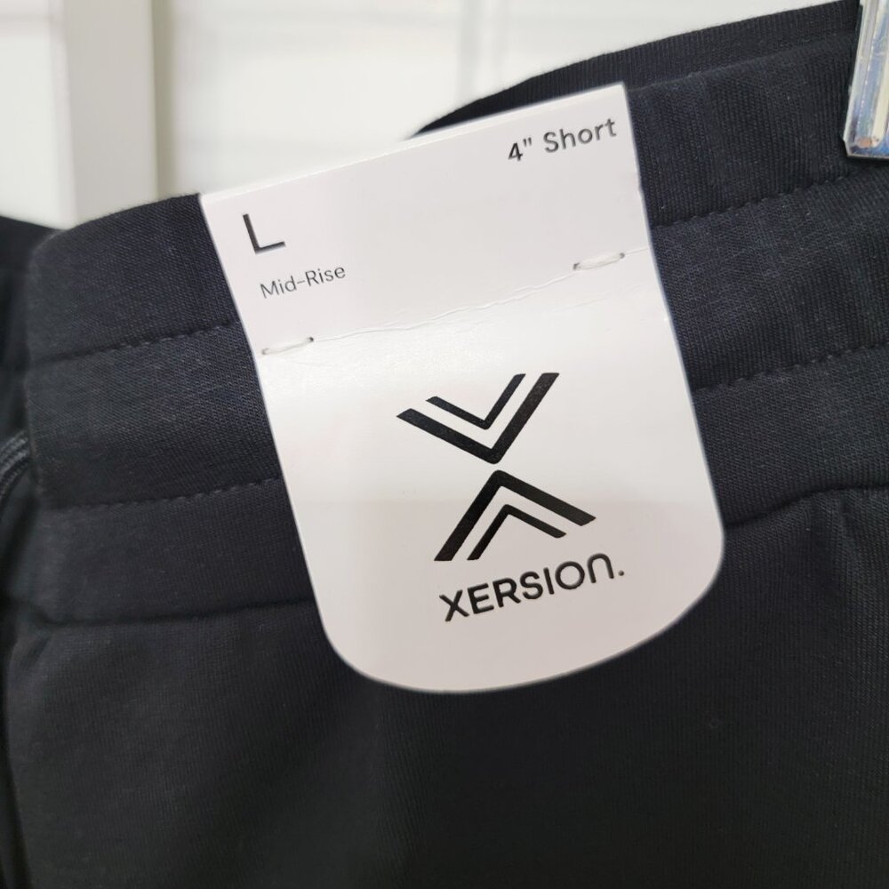 Xersion Womens Size Large Mid-Rise 4" Scuba Shorts Black NWT $35 - Picture 2 of 8